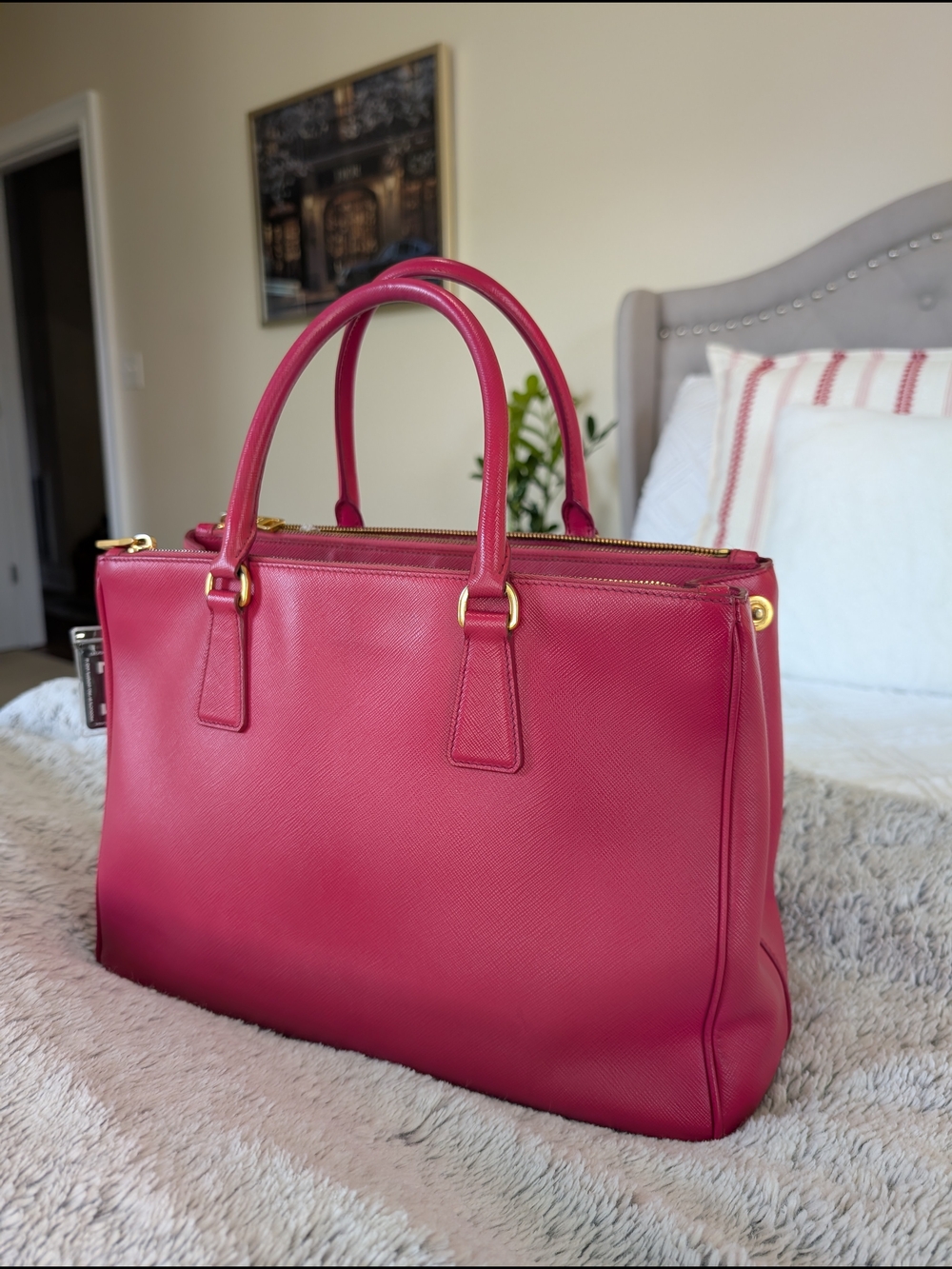 Prada Saffiano Leather Satchel in Magenta - Picture 6 of 12